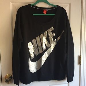 Black bedazzled NIKE logo crew neck sweatshirt
